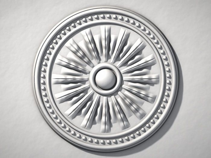 Deckenrosette aus Stuck mit Blattornament und Perlstab
